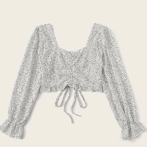 Polkadot Drawstring Crop Top